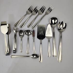 13 Temp-Tations 18/10 Tara Old World Bead Stainless Serving Pieces Ladle Tongs